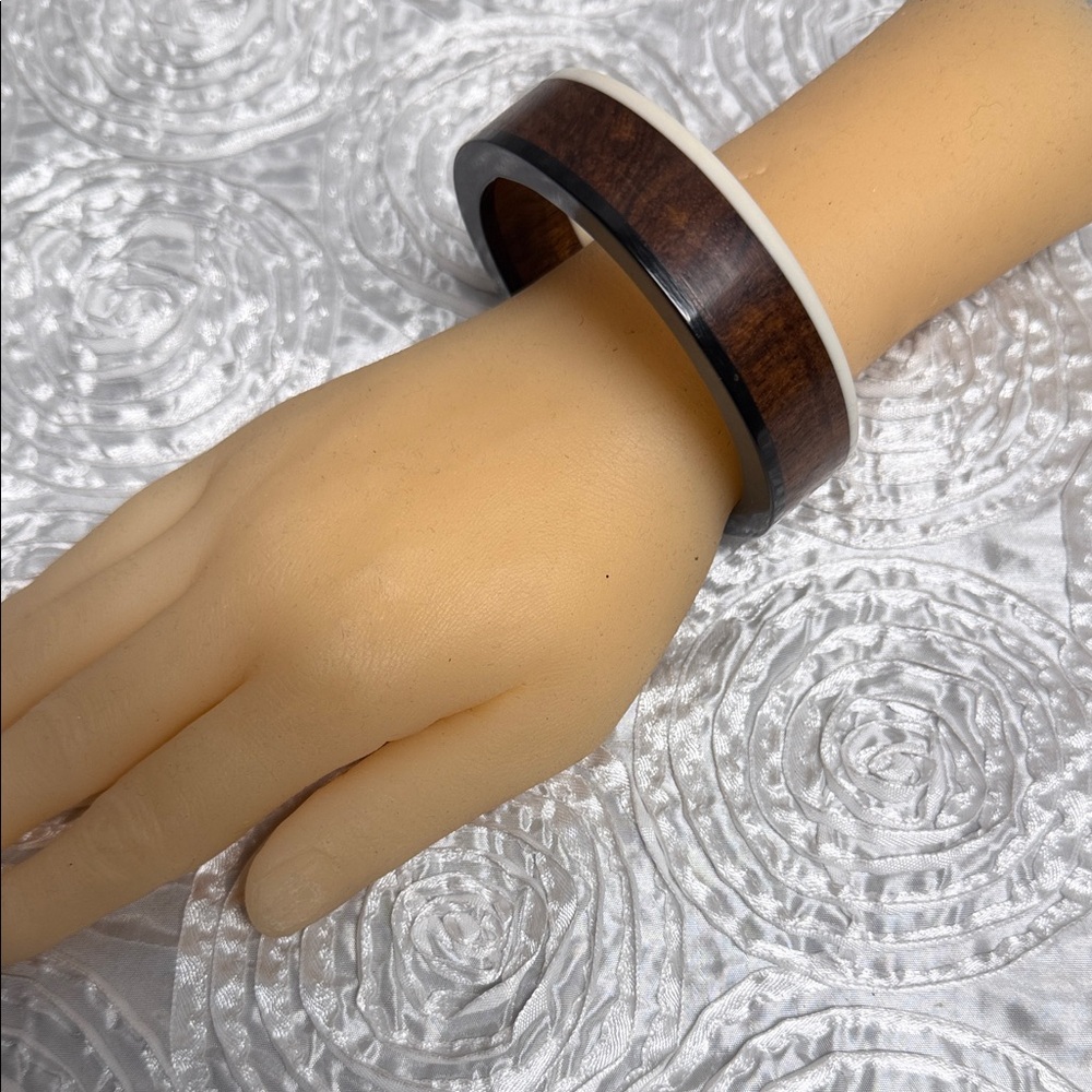 Hawaiian Koa Wood & Acrylic Inlay Bangle Bracelet